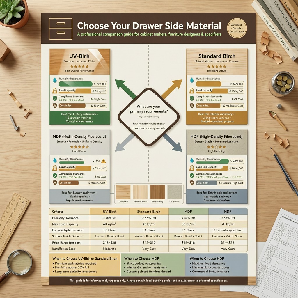 flowchart for selecting drawer side mate Flowchart for selecting drawer side material based on environment and compliance needs