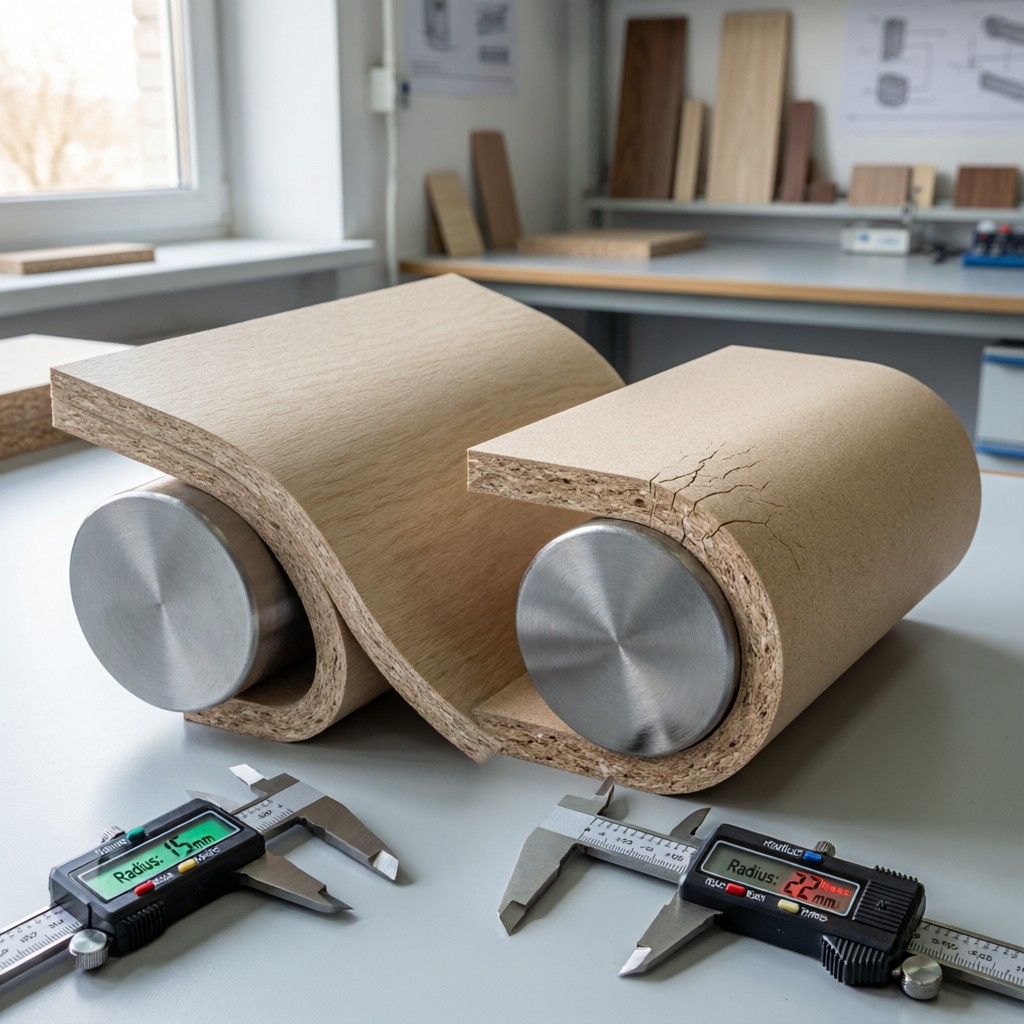lab test comparing bend radius and surfa Lab test comparing bend radius and surface integrity of flexible vs standard MDF