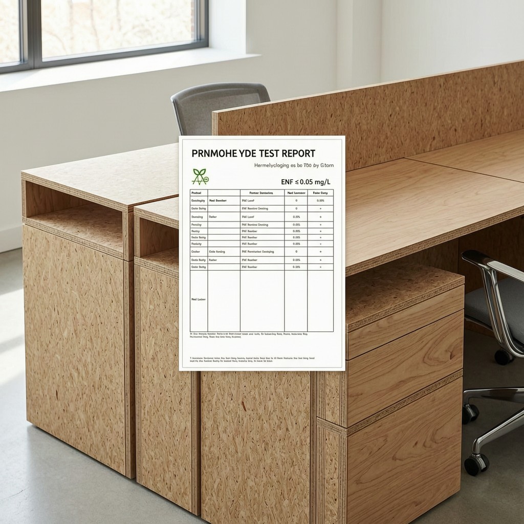 precision mdf panels used in high end of Precision MDF panels used in high-end office furniture with ENF formaldehyde compliance label visible
