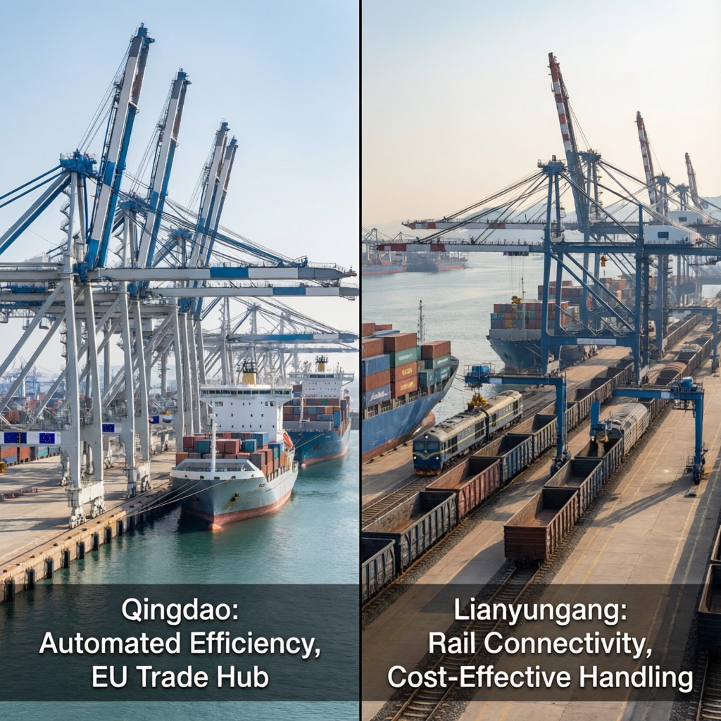 side by side comparison of qingdao and l Side-by-side comparison of Qingdao and Lianyungang port operations with key export logistics metrics