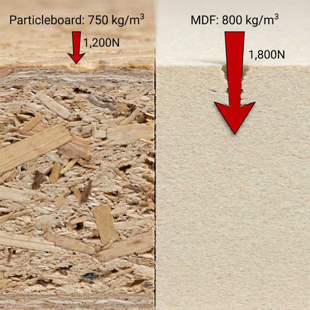 technical comparison of particleboard an Technical comparison of particleboard and MDF density and screw strength for RTA furniture