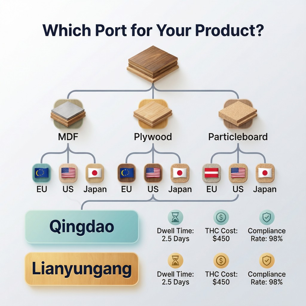 visual decision guide for choosing qingd Visual decision guide for choosing Qingdao or Lianyungang based on product type and target market regulations