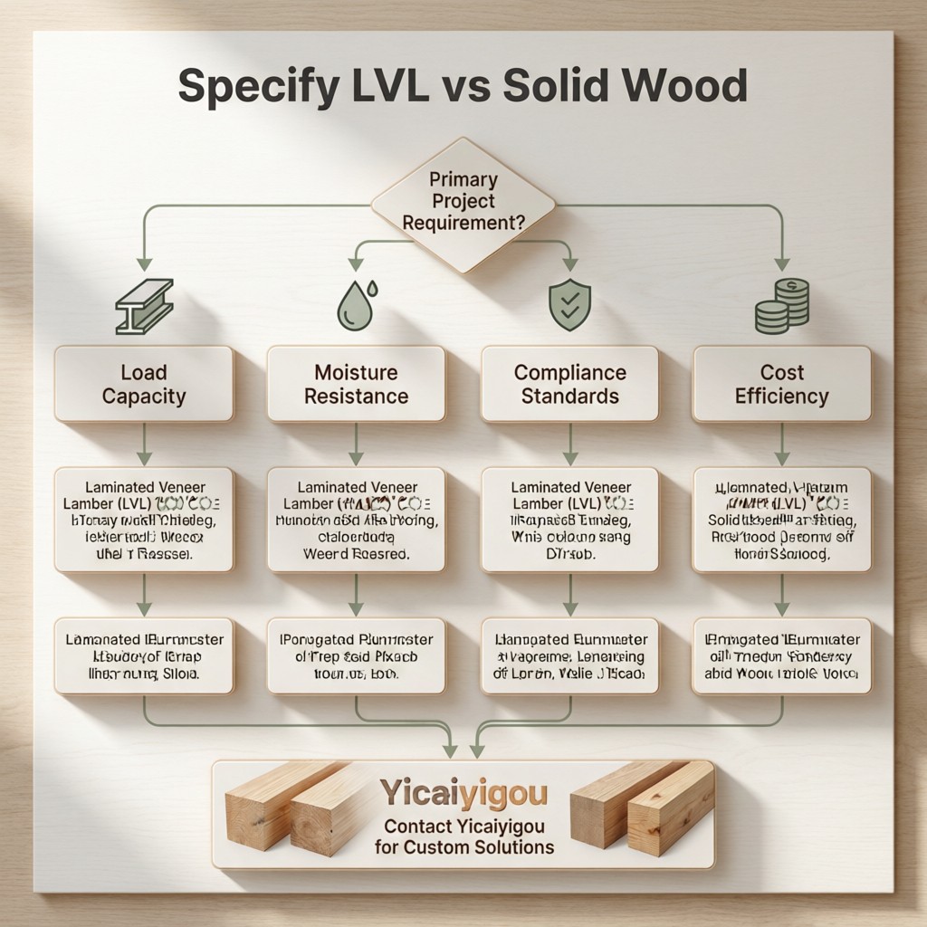 visual decision guide for selecting lvl Visual decision guide for selecting LVL or solid wood based on project requirements