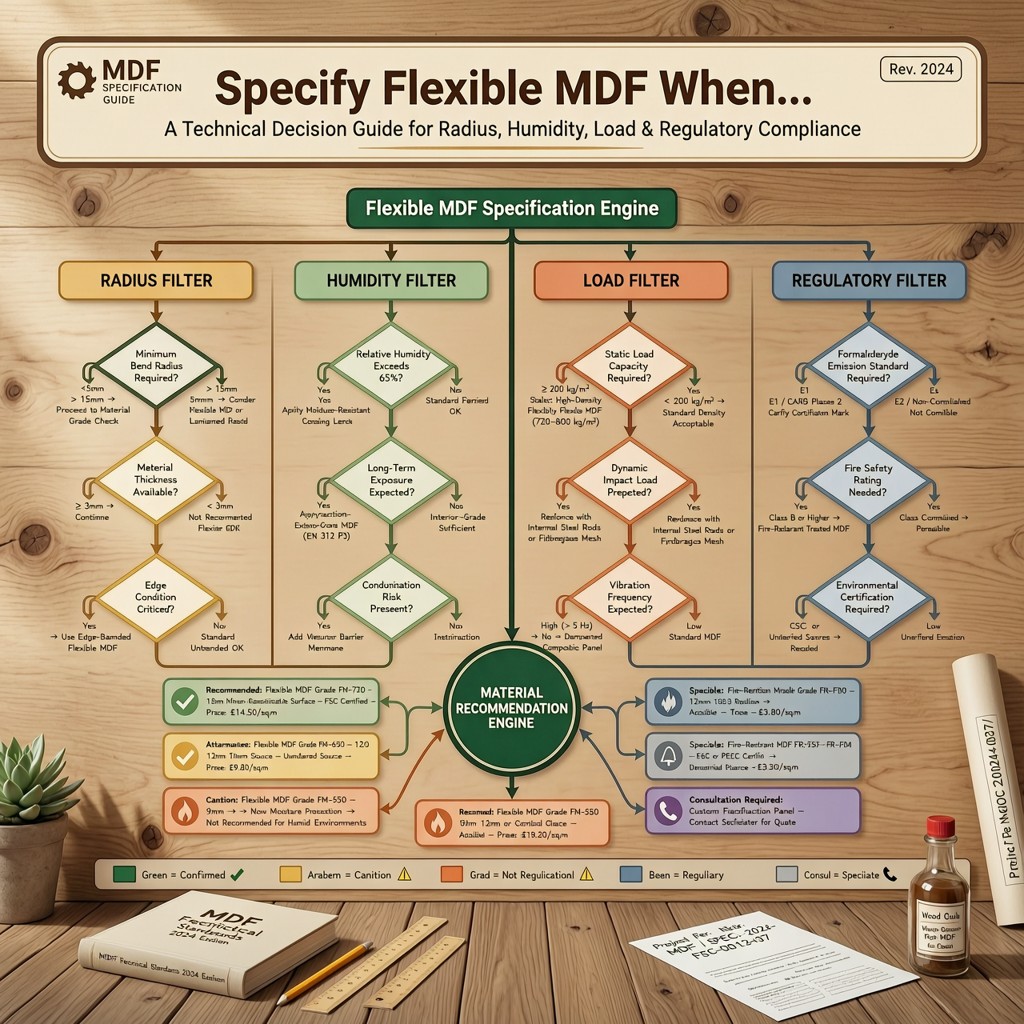 visual decision guide for specifying fle Visual decision guide for specifying flexible vs standard MDF based on project parameters