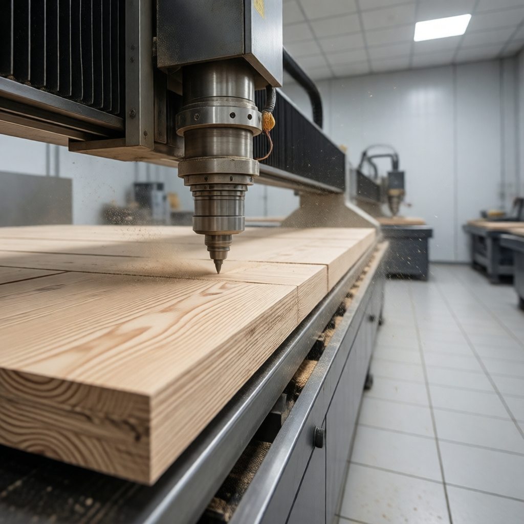 CNC machining birch core plywood for precision millwork CNC router cutting birch core plywood for architectural millwork with tight tolerances