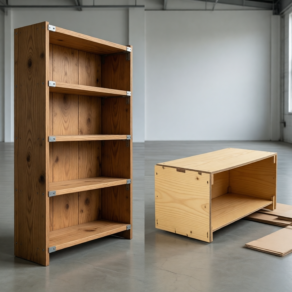 Birch plywood vs eucalyptus furniture load comparison Comparison of heavy-duty birch plywood shelving and lightweight eucalyptus flat-pack furniture