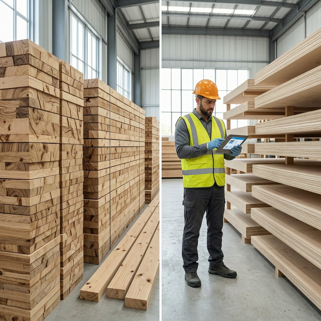 comparison of solid wood planks versus u Comparison of solid wood planks versus uniform engineered wood panels in a factory setting