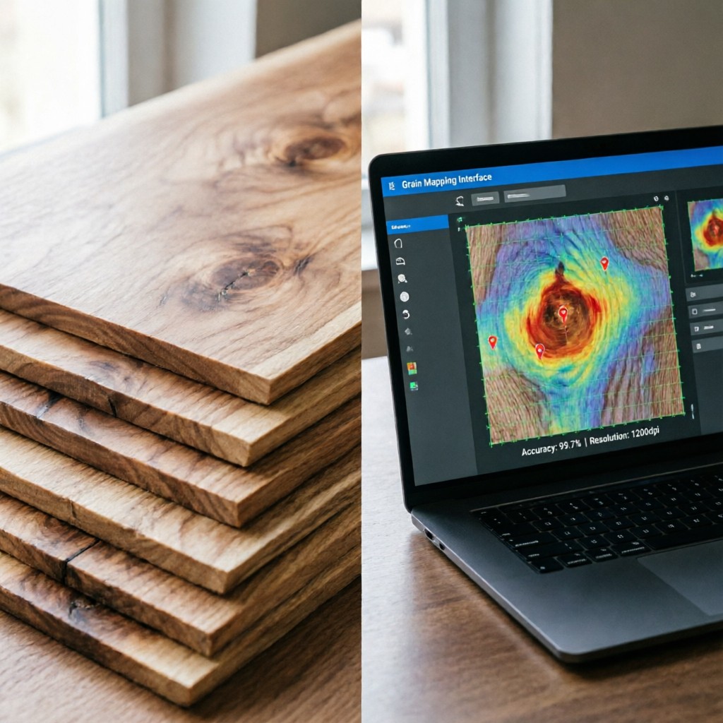 comparison of traditional veneer selecti Comparison of traditional veneer selection vs digital grain-mapping for retail displays