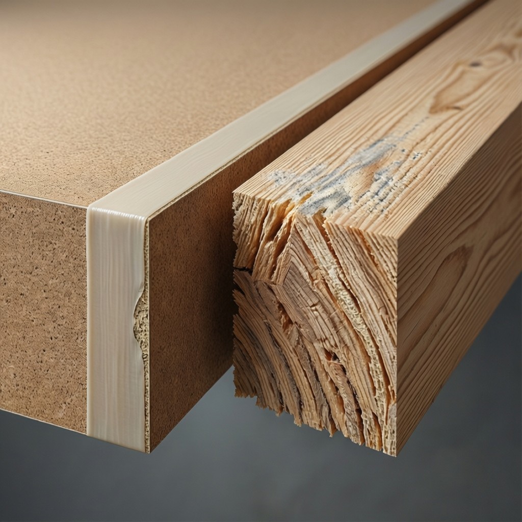 cross section comparison of edge banding Cross-section comparison of edge banding adhesion on MDF versus Plywood substrates