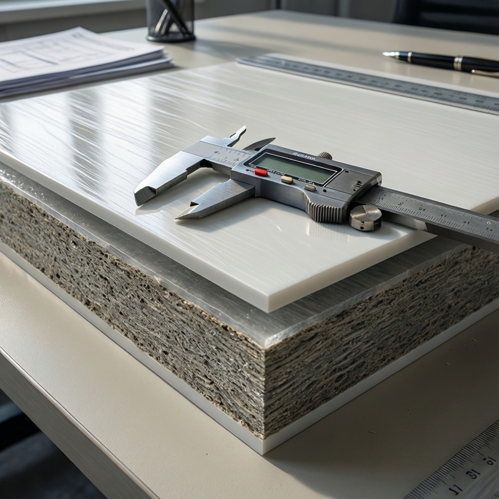 cross section of melamine board substrat Cross-section of melamine board substrate density specifications showing core layers