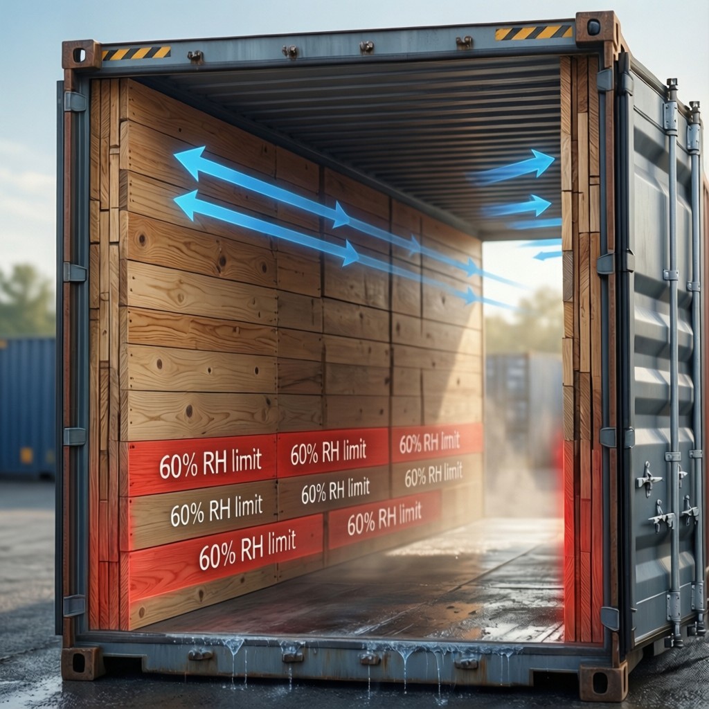 diagram showing condensation risks and h Diagram showing condensation risks and humidity control in container loading patterns for panels