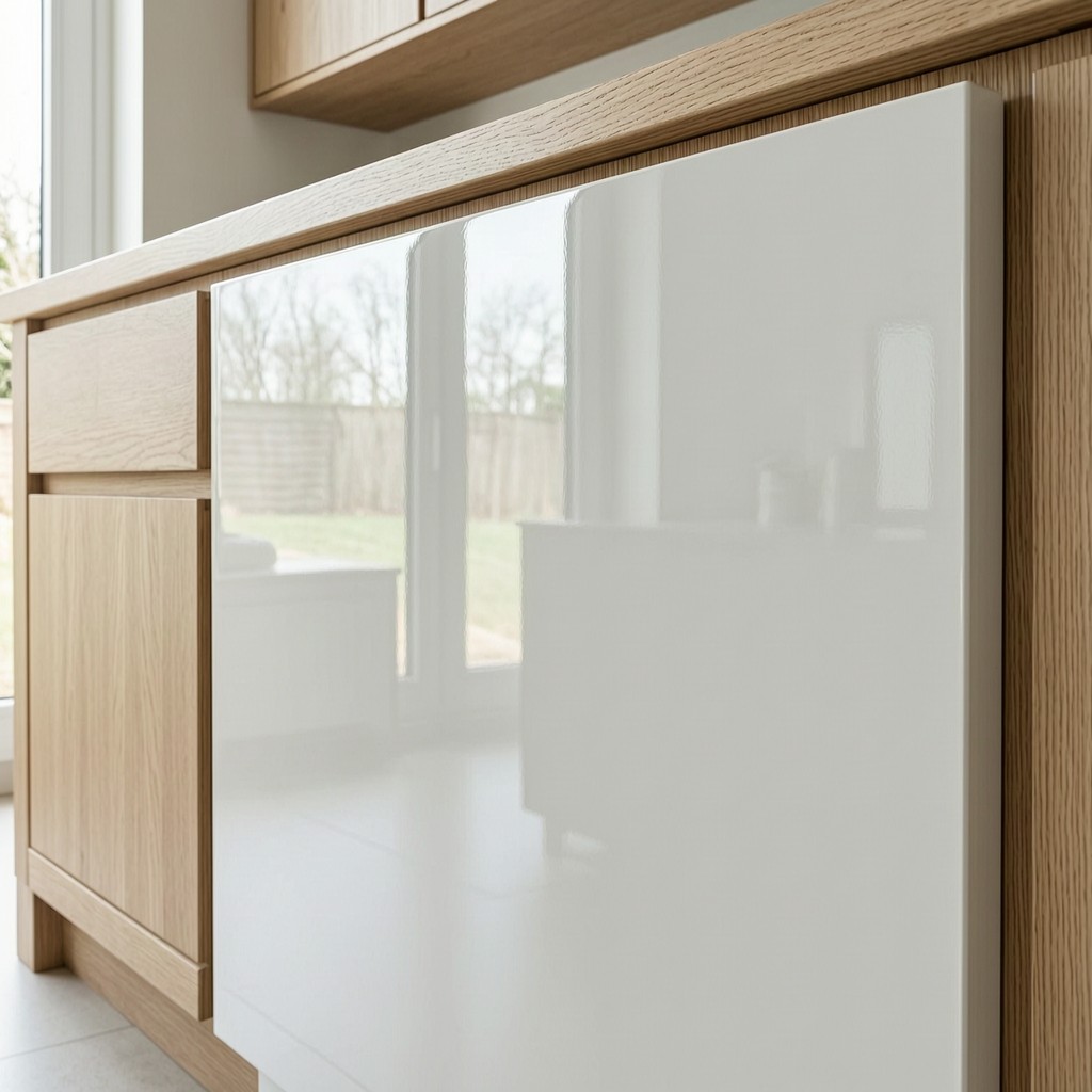 high gloss uv coated plywood for cabinet High-gloss UV coated plywood for cabinetry showing flawless reflective surface