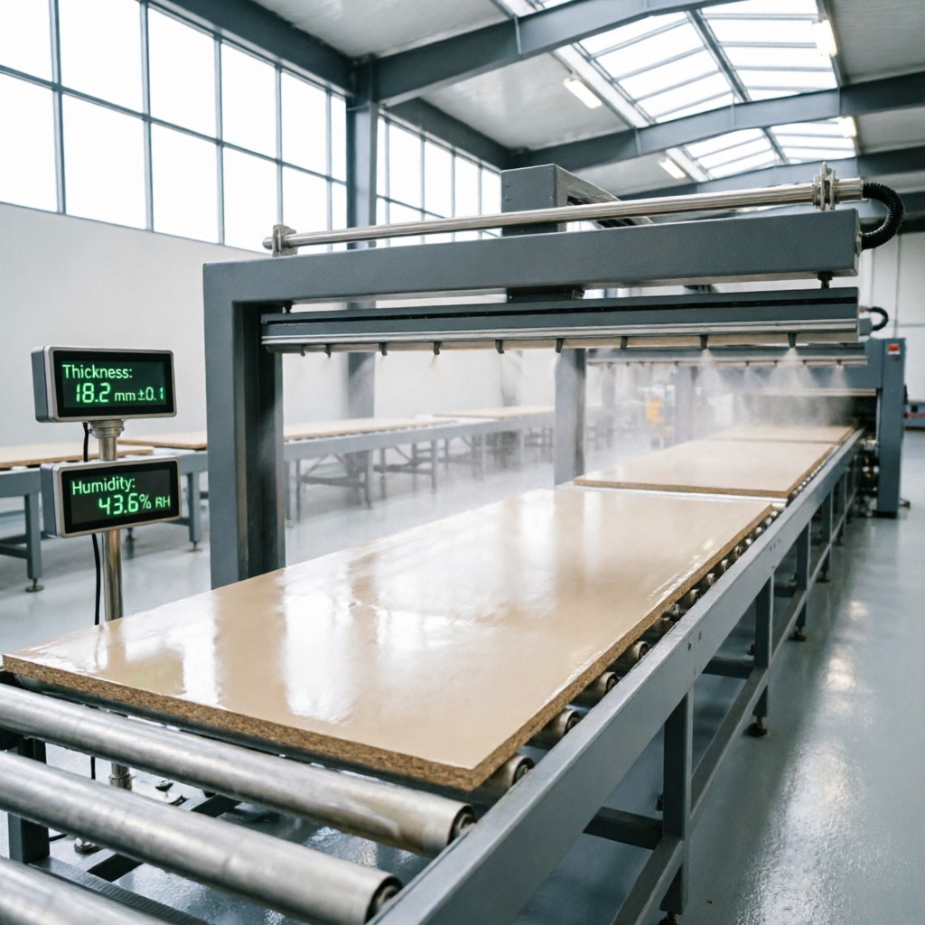 precision mdf coating process with digit Precision MDF coating process with digital quality control gauges