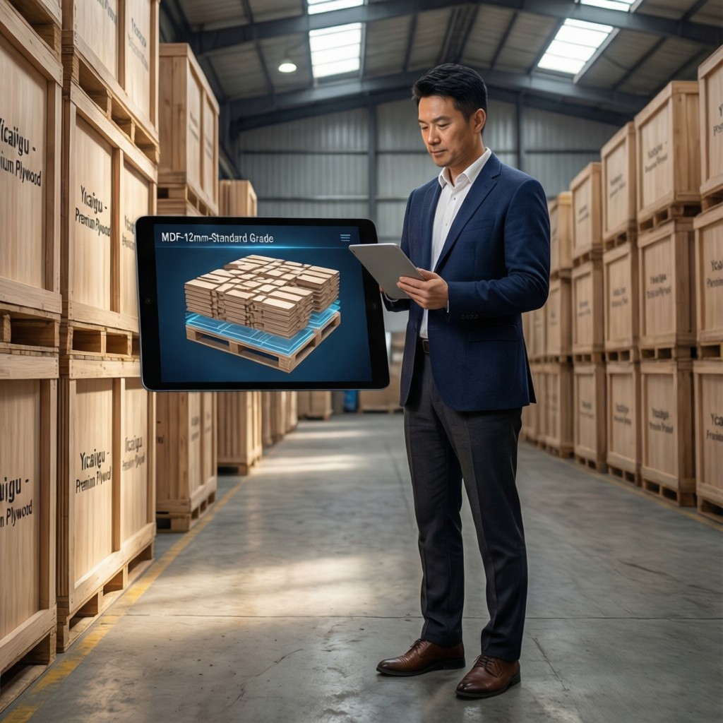 Procurement manager optimizing container load plans for Yicaiyigou MDF and plywood shipments