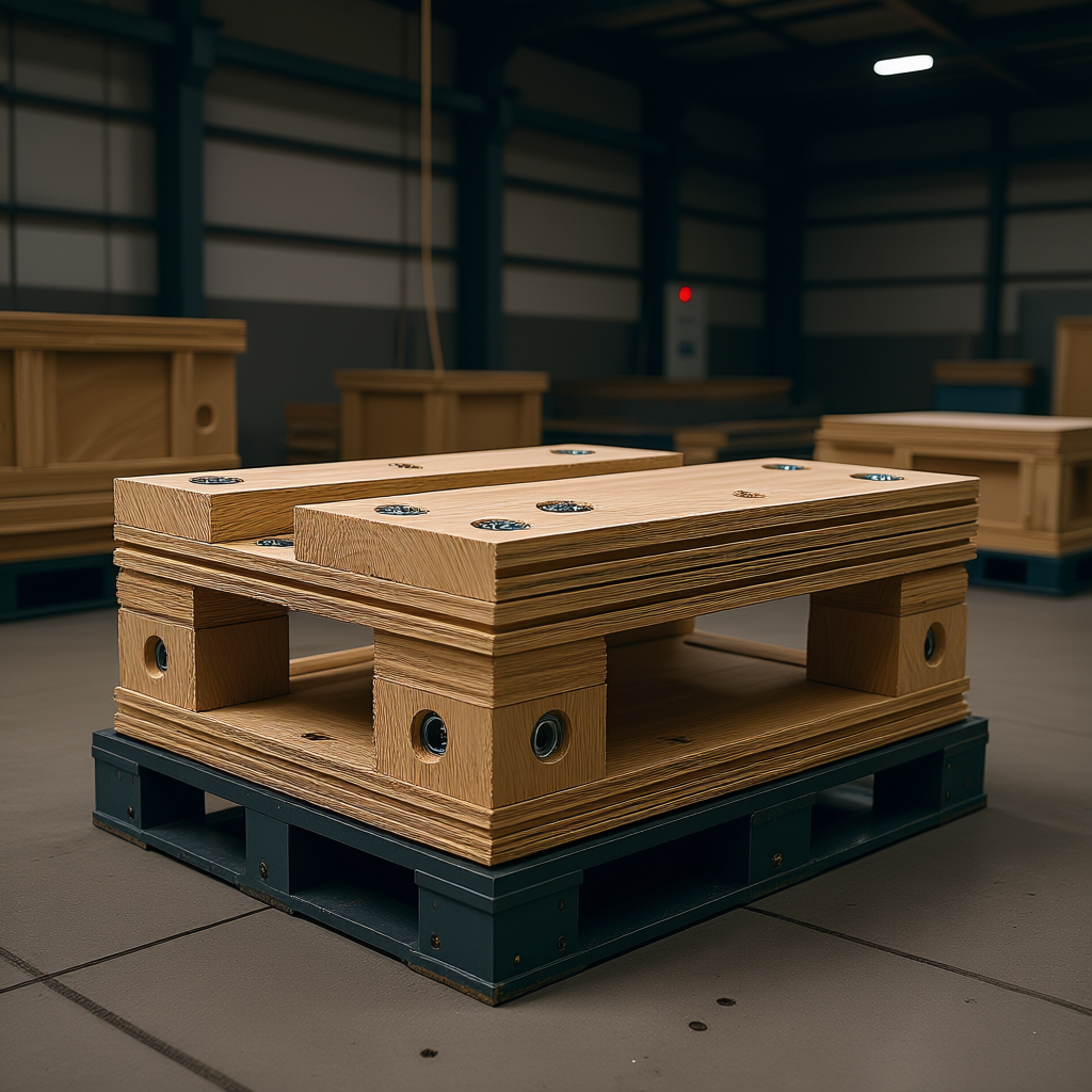 Heavy-Duty Industrial Packing Solutions - realistic industrial scene with engineered wood products