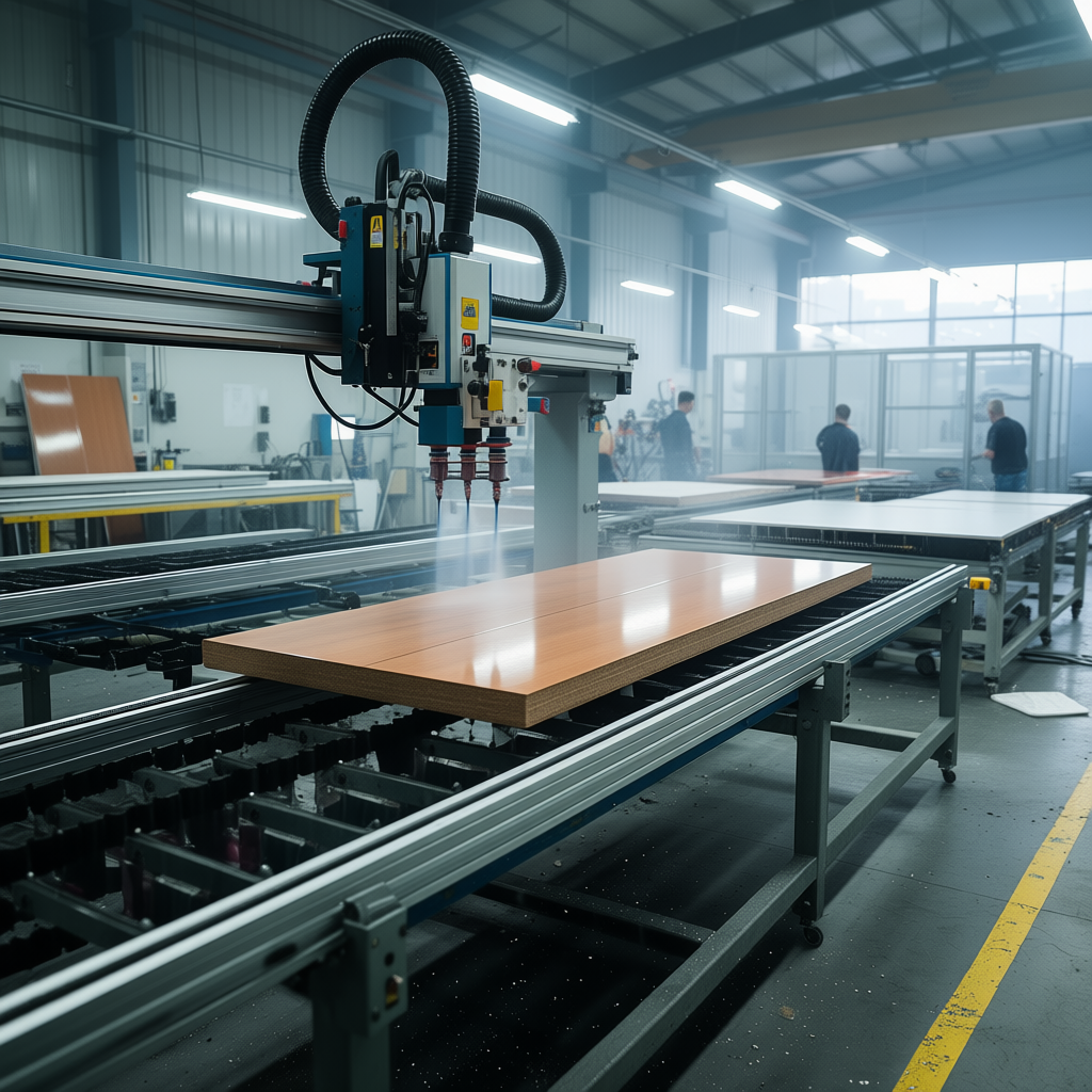 How to Select Boards for High-Gloss Paint Applications - realistic industrial scene with engineered wood products