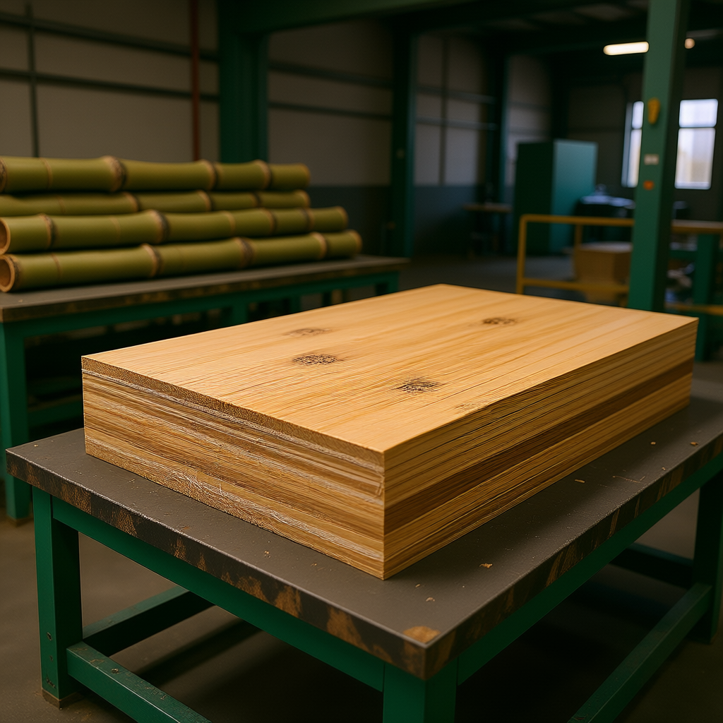 The Rise of Bamboo-Core Panels in China - realistic industrial scene with engineered wood products