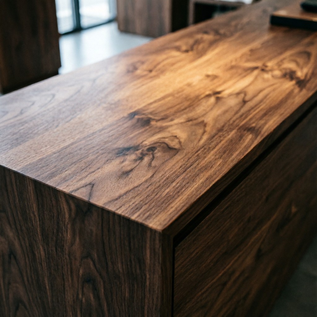 seamless custom veneer finishes for reta Seamless custom veneer finishes for retail displays showing perfect grain matching