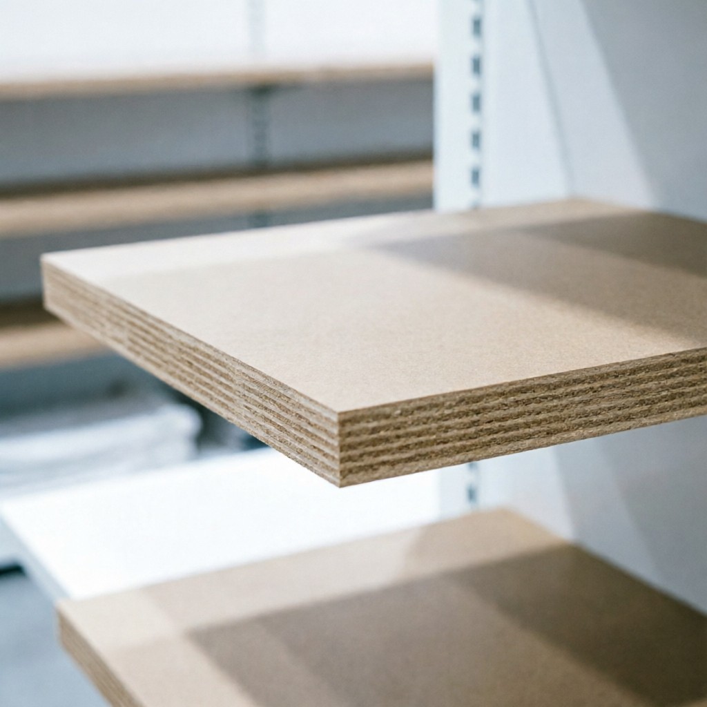 Technical diagram illustrating shelving unit deflection limits calculation and 19mm panel thickness