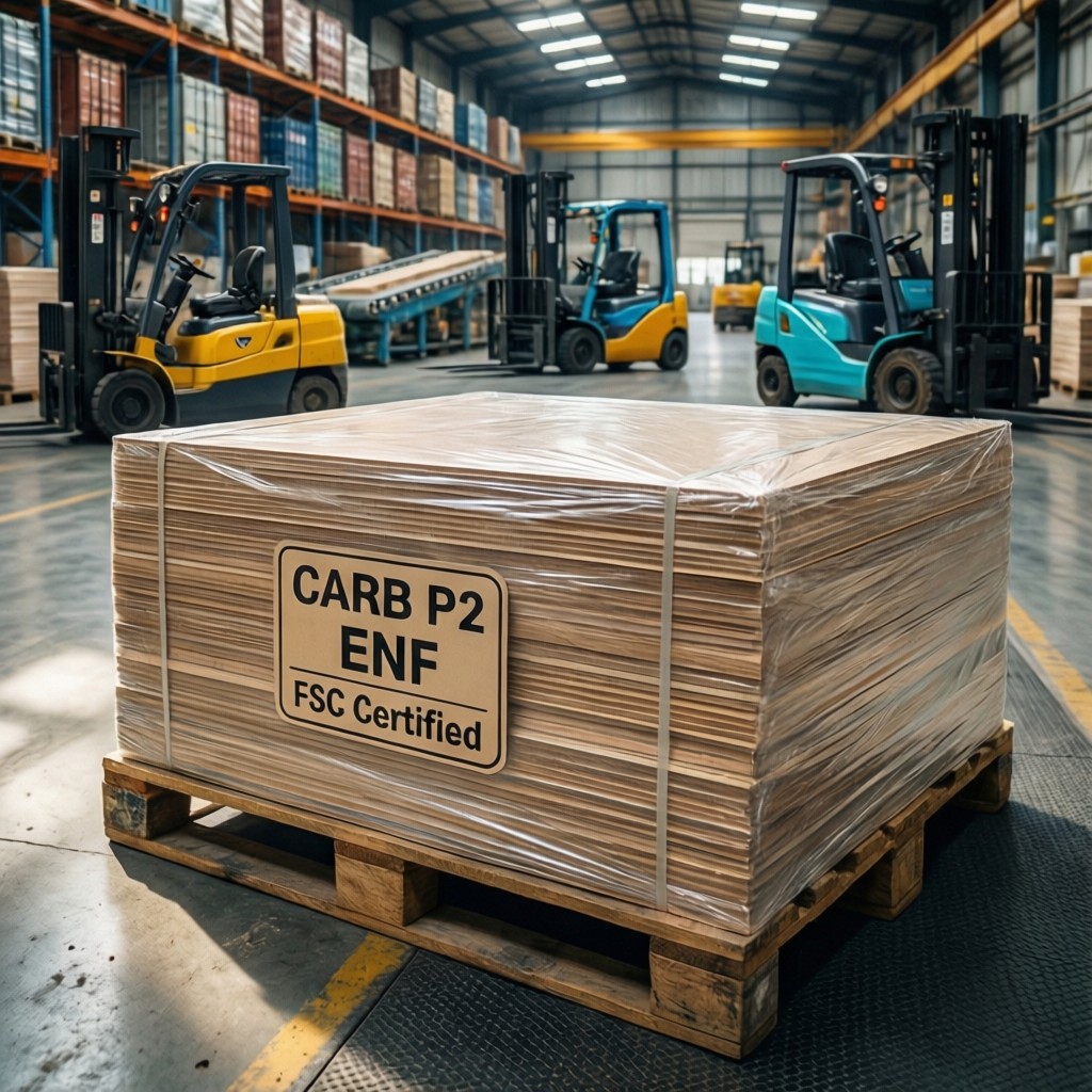 stack of fsc certified non toxic plywood Stack of FSC-certified non-toxic plywood for children furniture ready for global export