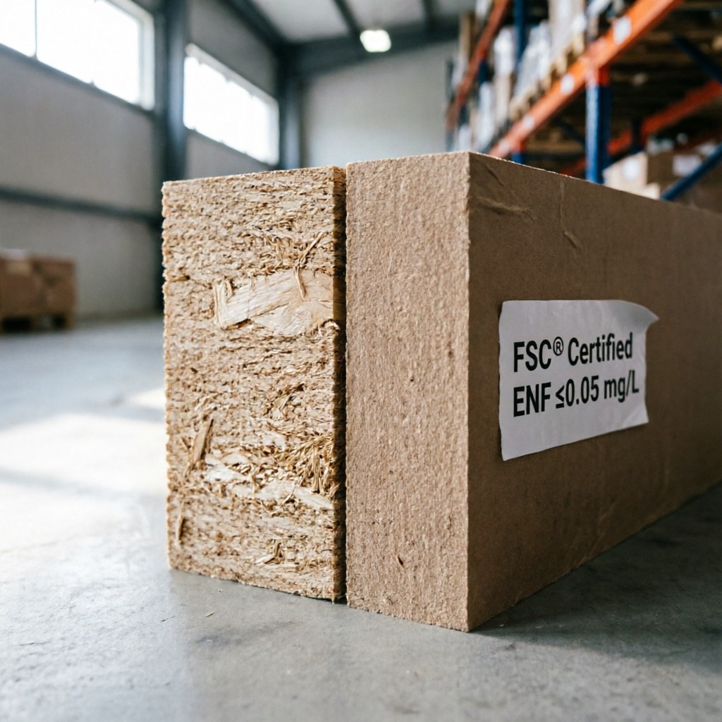 stacked fsc certified mdf and hdf panels Stacked FSC certified MDF and HDF panels showing uniform density and edge quality