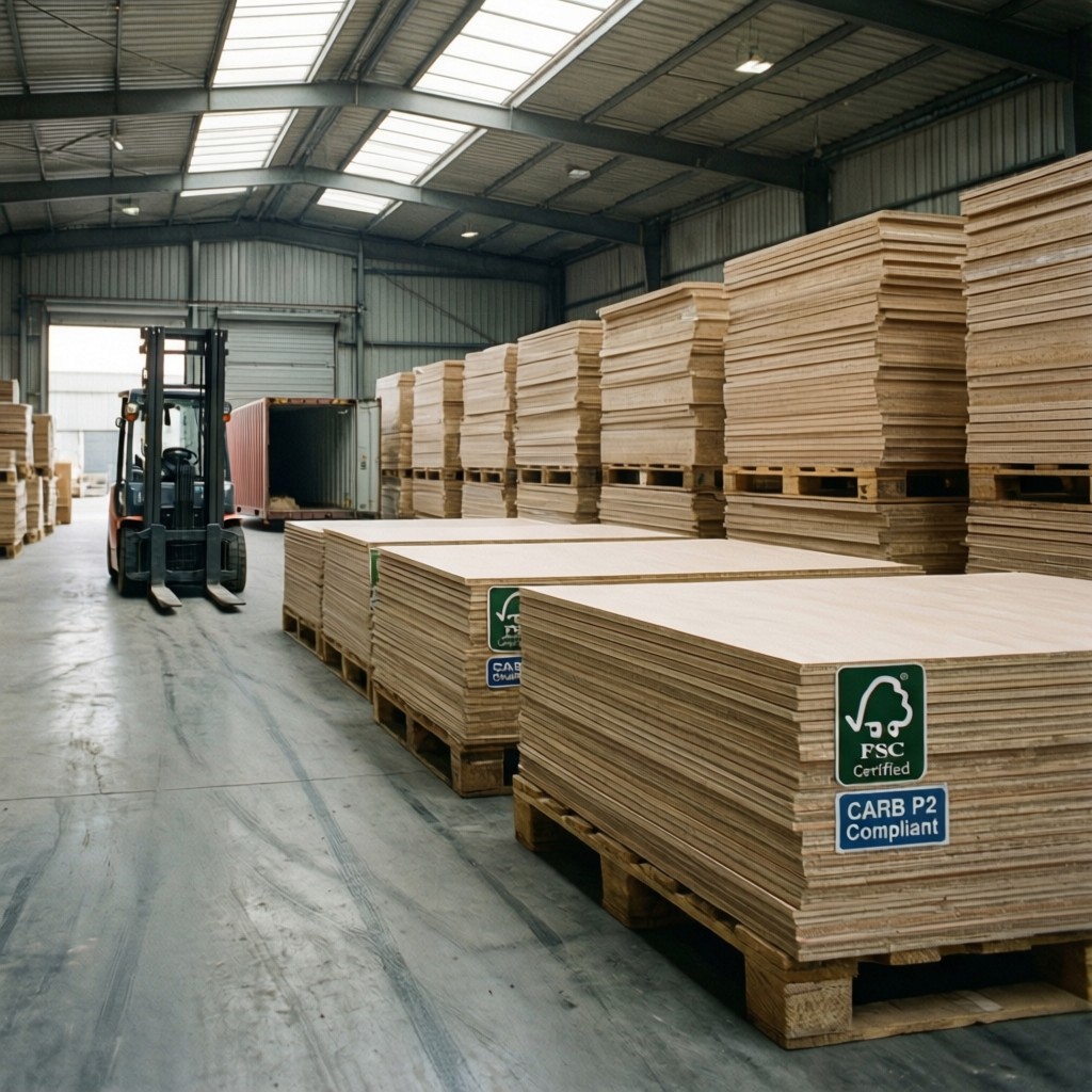 yicaiyigou certified wood panels staged Yicaiyigou certified wood panels staged for export with visible compliance labels